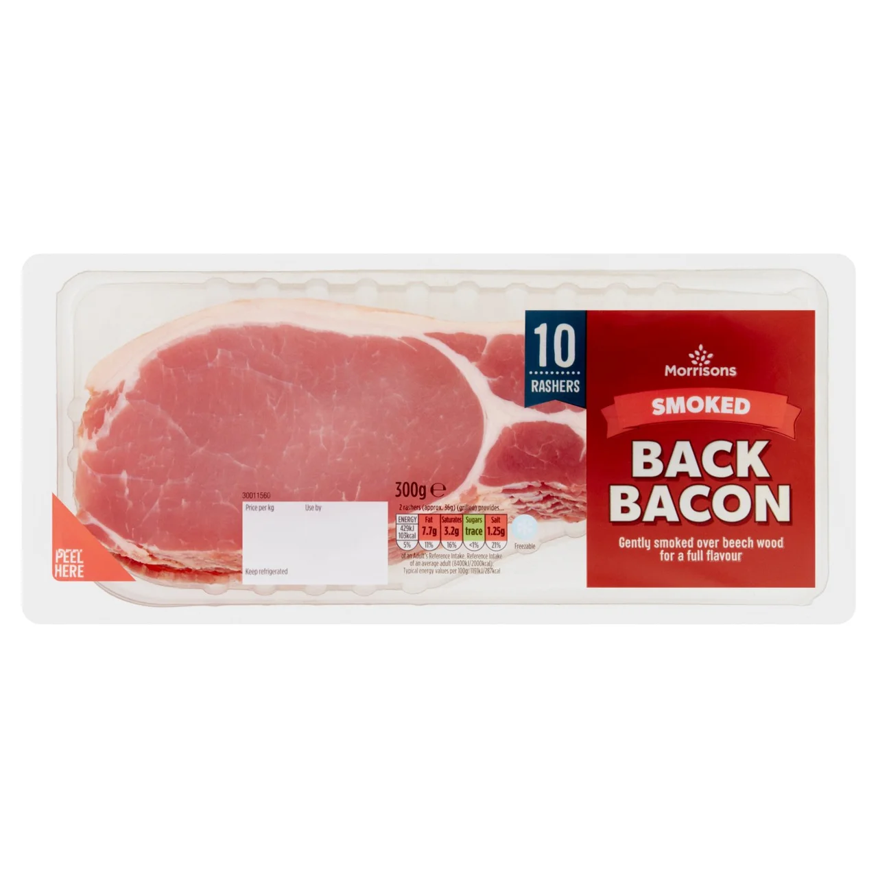 Smoked Back Bacon 10 Rashers 300g Morrisons